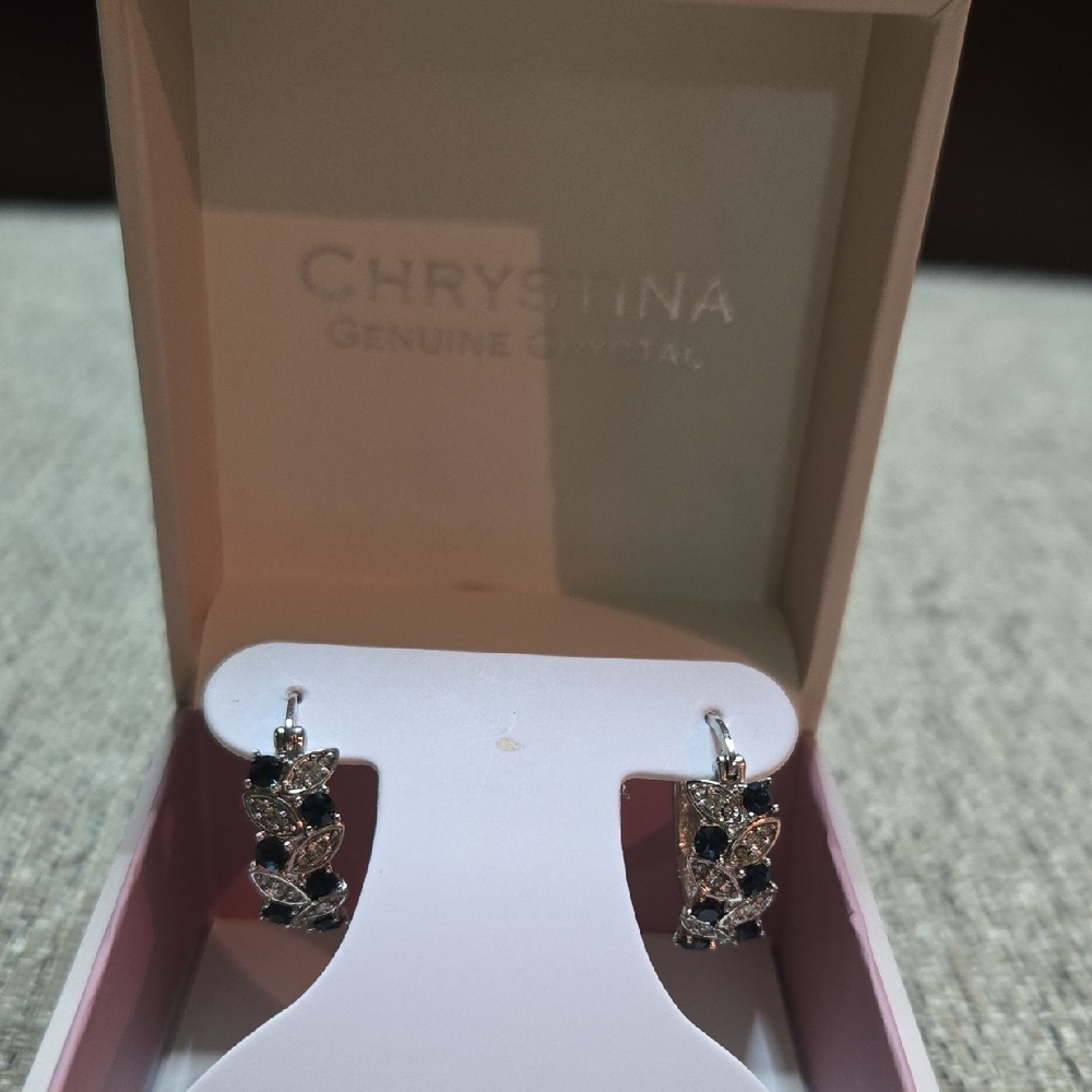 Silver and Black Crystal Earrings